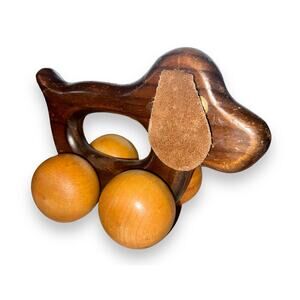 Vintage Wooden Dog Rolling Toy